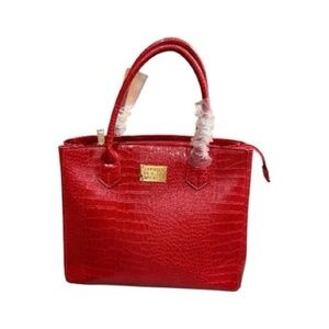 BADGLEY MISCHKA NWT Elegant Red Croc Embossed Tote Bag